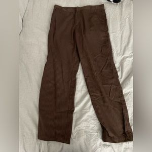 brown striped trousers